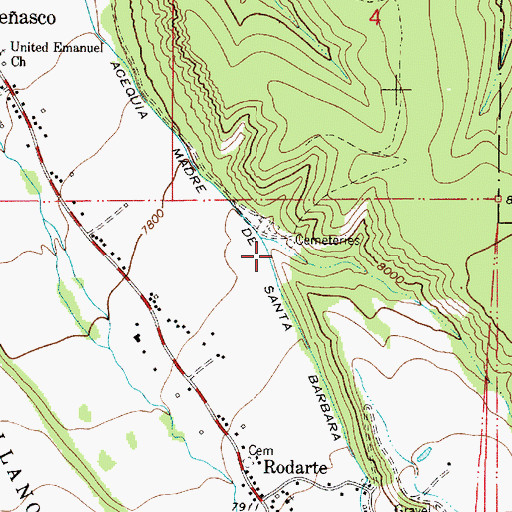 Topographic Map of Acequia Madre de Santa Barbara, NM