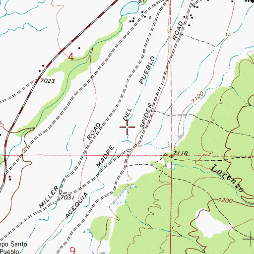 Topographic Map of Acequia Madre del Pueblo, NM