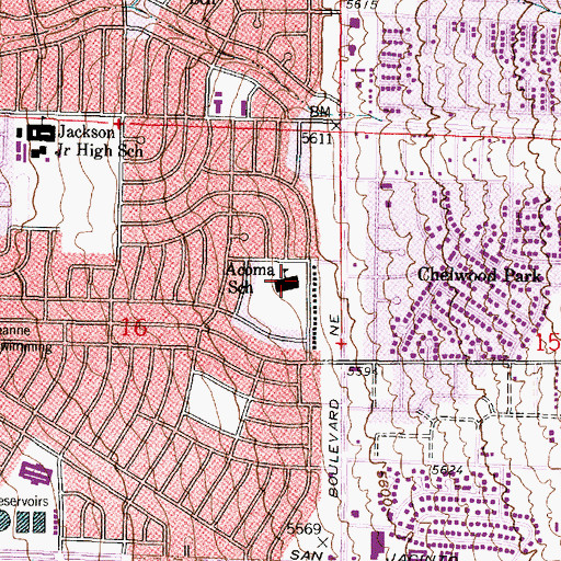 Topographic Map of Acoma Elementary School, NM