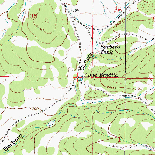 Topographic Map of Agua Bendita, NM
