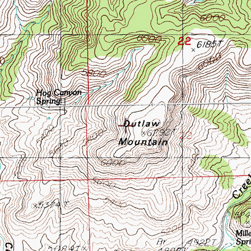 Topographic Map of Outlaw Mountain, AZ