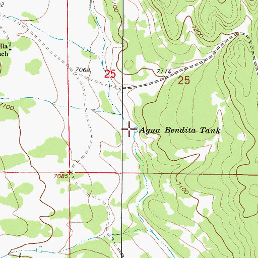 Topographic Map of Agua Bendita Tank, NM