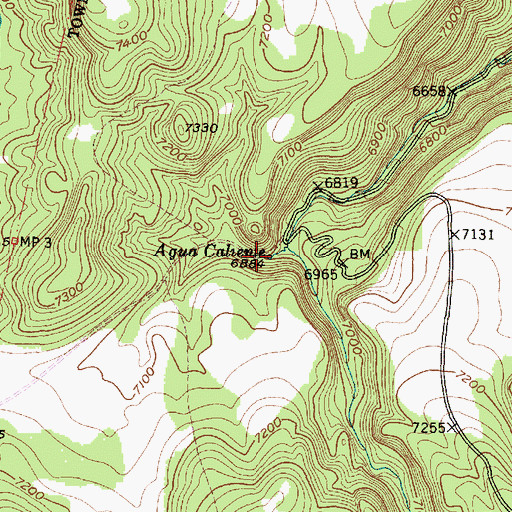 Topographic Map of Agua Caliente, NM