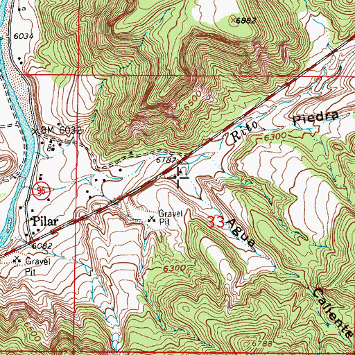 Topographic Map of Agua Caliente Canyon, NM