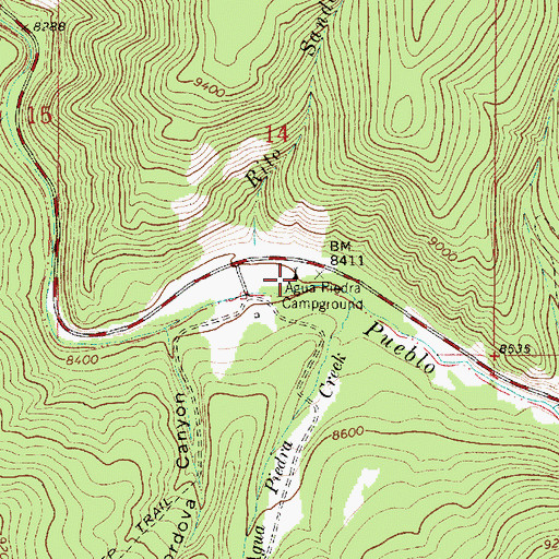 Topographic Map of Agua Piedra Campground, NM