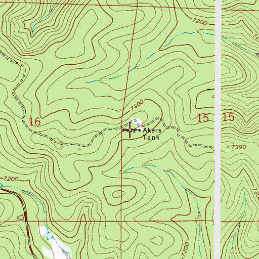 Topographic Map of Akers Trick Tank, NM