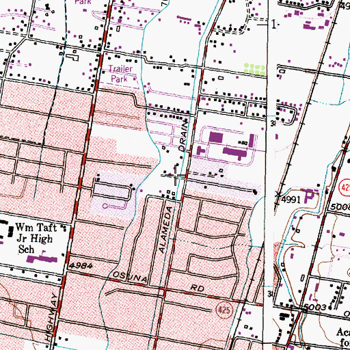 Topographic Map of Alameda Drain, NM