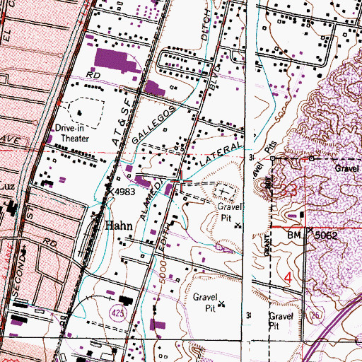 Topographic Map of Alameda Lateral, NM