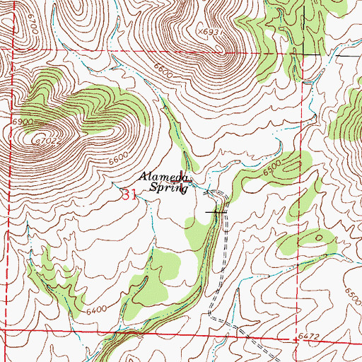 Topographic Map of Alameda Spring, NM