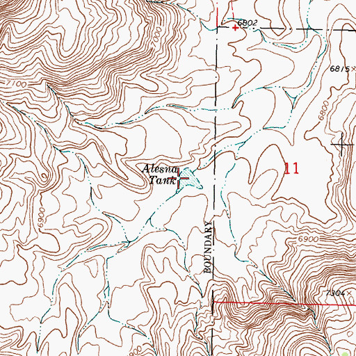 Topographic Map of Alesna Tank, NM