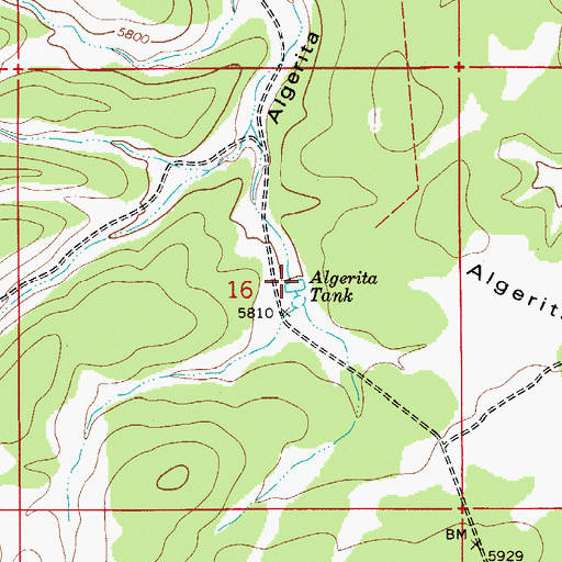 Topographic Map of Algerita Tank, NM