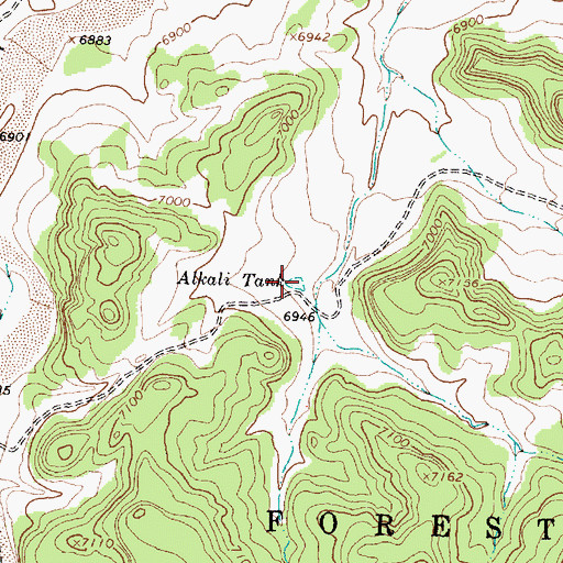 Topographic Map of Alkali Tank, NM