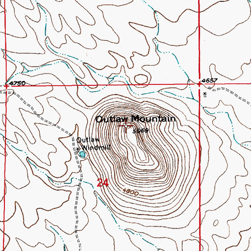 Topographic Map of Outlaw Mountain, AZ