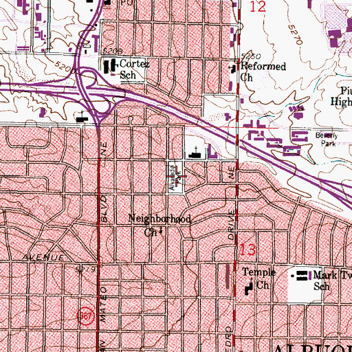Topographic Map of Alvarado Park, NM