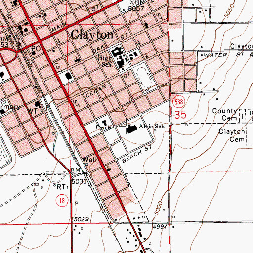 Topographic Map of Alvis School, NM