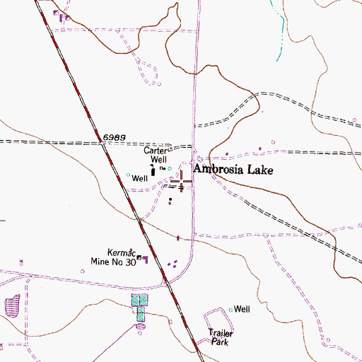 Topographic Map of Ambrosia Lake, NM