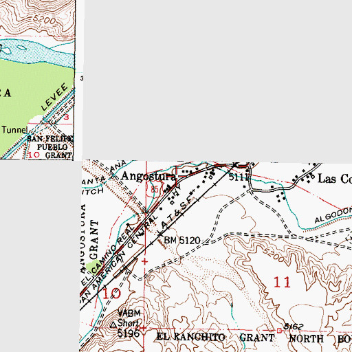 Topographic Map of Angostura, NM