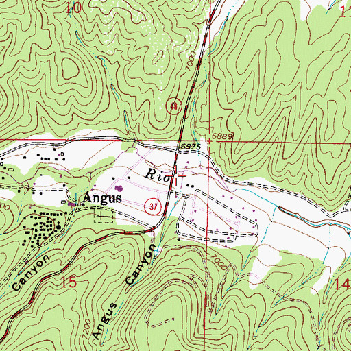 Topographic Map of Angus Canyon, NM