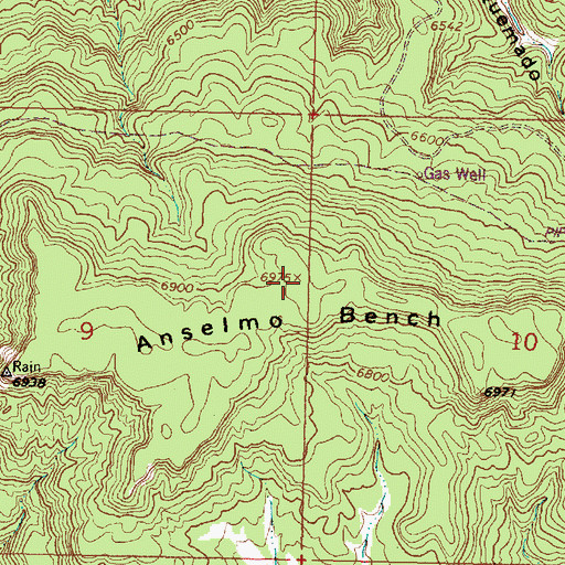Topographic Map of Anselmo Bench, NM
