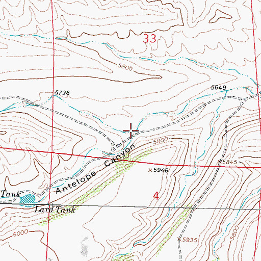 Topographic Map of Antelope Canyon, NM