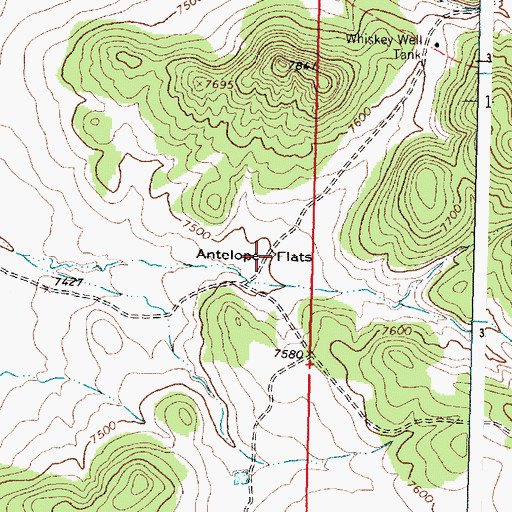 Topographic Map of Antelope Flats, NM