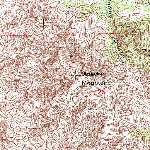 Topographic Map of Apache Mountain, NM