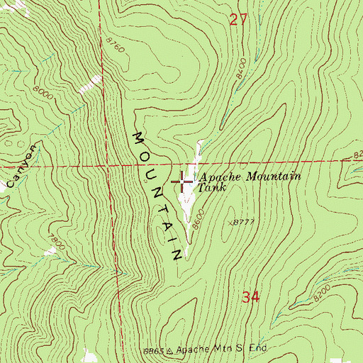 Topographic Map of Apache Mountain Tank, NM