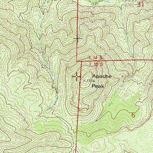 Topographic Map of Apache Peak, NM