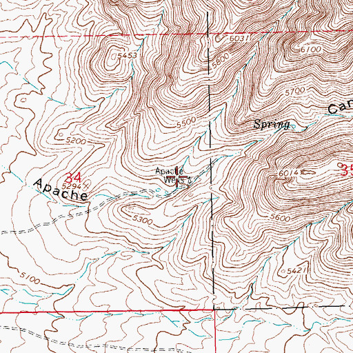 Topographic Map of Apache Wells, NM