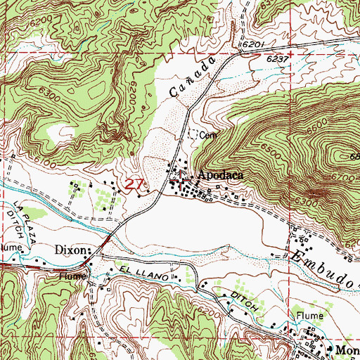 Topographic Map of Apodaca, NM