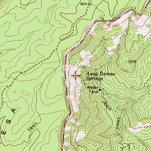Topographic Map of Aqua Durme Springs, NM