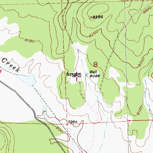 Topographic Map of Aragon, NM
