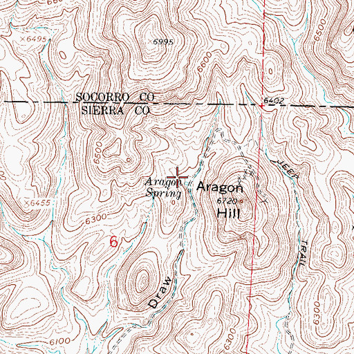 Topographic Map of Aragon Spring, NM