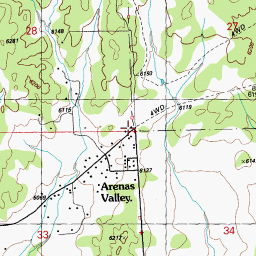 Topographic Map of Arenas Valley, NM