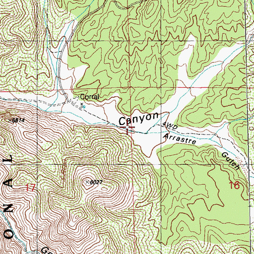 Topographic Map of Arrastre Gulch, NM