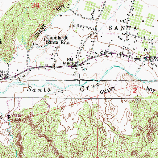 Topographic Map of Arroyo Cuesta de los Vaqueros, NM