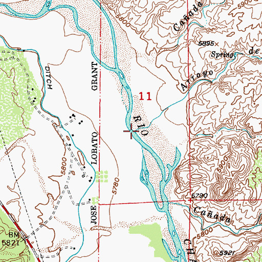 Topographic Map of Arroyo de Agua, NM