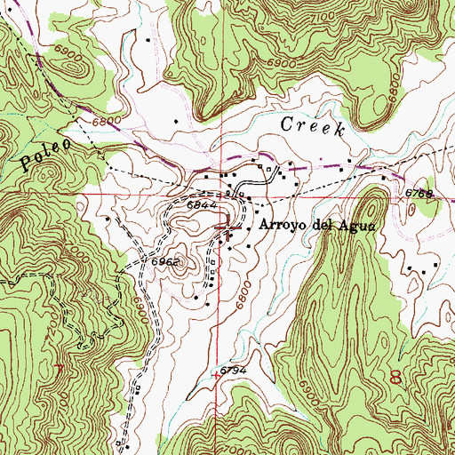 Topographic Map of Arroyo del Agua, NM