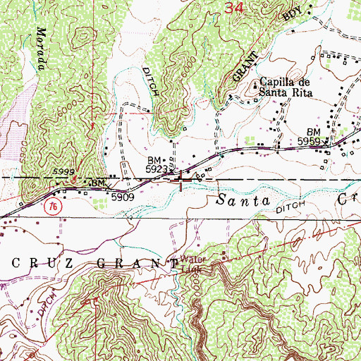 Topographic Map of Arroyo del Carrizo, NM
