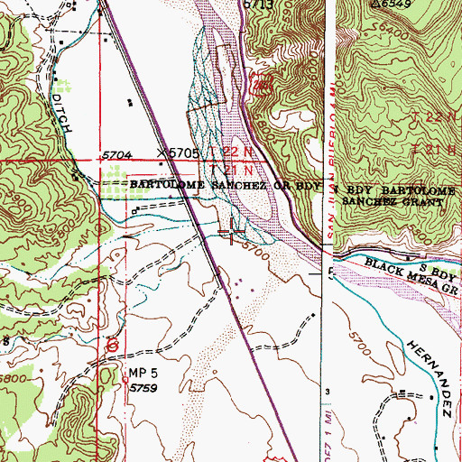 Topographic Map of Arroyo del Ojitos, NM
