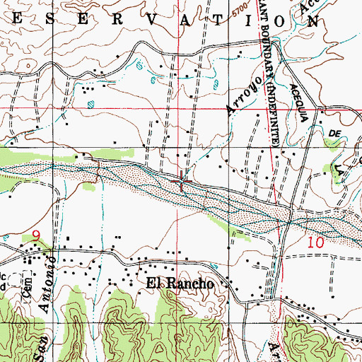 Topographic Map of Arroyo Acequias, NM