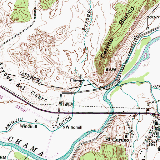 Topographic Map of Arroyo Blanco, NM