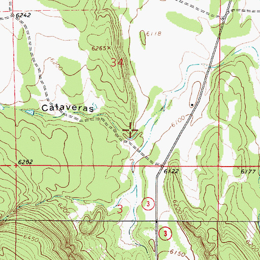 Topographic Map of Arroyo Calaveras, NM