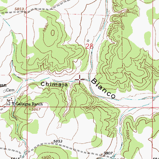 Topographic Map of Arroyo Chimaja, NM