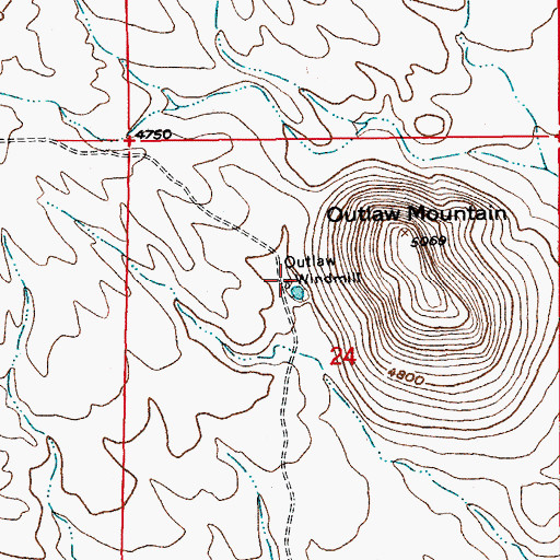 Topographic Map of Outlaw Windmill, AZ