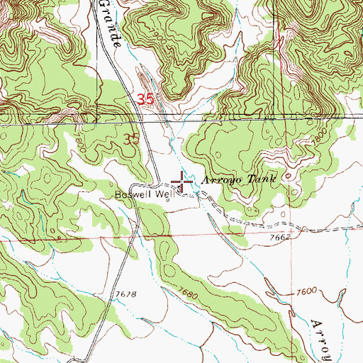 Topographic Map of Arroyo Tank, NM
