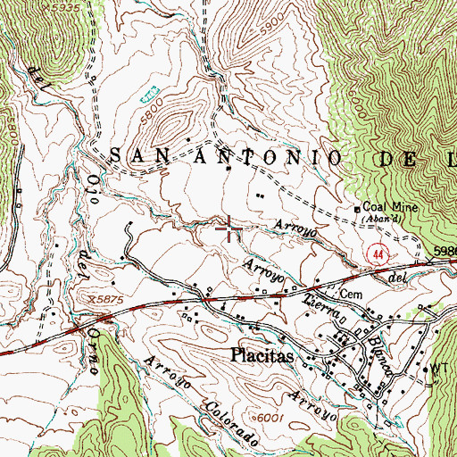 Topographic Map of Arroyo Tierra Blanca, NM