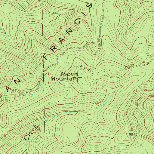 Topographic Map of Aspen Mountain, NM