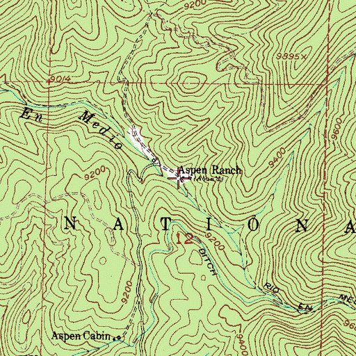 Topographic Map of Aspen Ranch (historical), NM