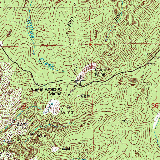 Topographic Map of Austin Amazon Mines, NM